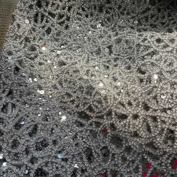 Adrianna Papell Silver Dress - Size 4 - Picture 4 of 5